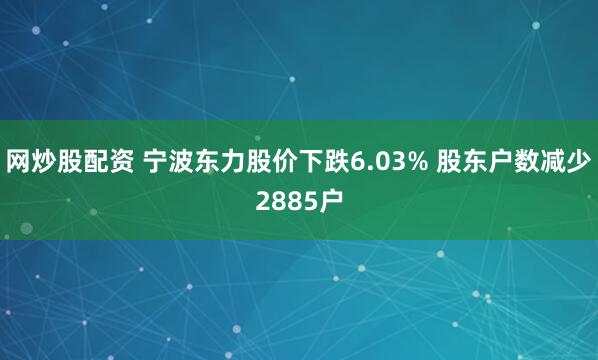网炒股配资 宁波东力股价下跌6.03% 股东户数减少2885户